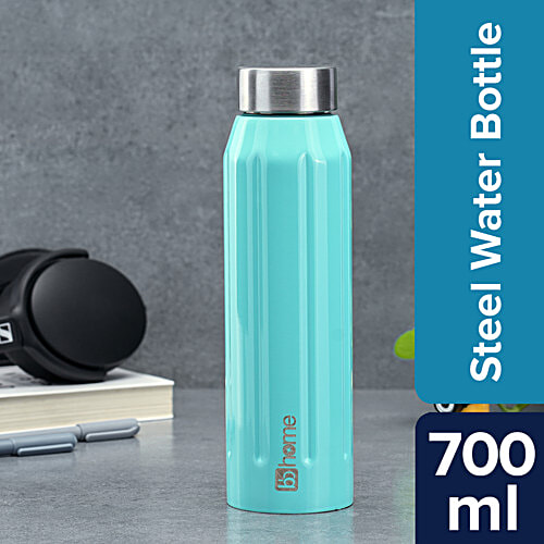 bb home Atom Stainless Steel Water Bottle With Steel Cap - Turquoise Blue, Leak Proof, 700 ml  