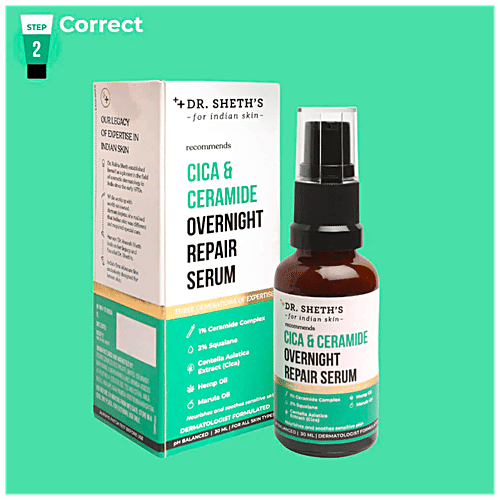 Dr. Sheth's CICA & Ceramide Overnight Repair Serum - Nourishes & Soothes Sensitive Skin, 30 ml  