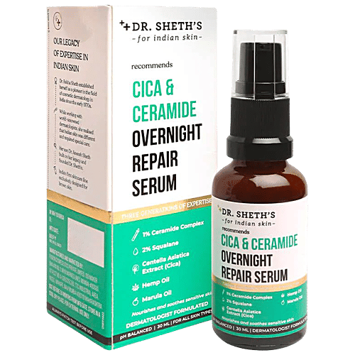Dr. Sheth's CICA & Ceramide Overnight Repair Serum - Nourishes & Soothes Sensitive Skin, 30 ml  