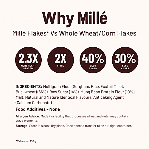 Mille Buckwheat Breakfast Flakes - Vanilla, No Maida, Gluten Free, High Plant Protein, Low Carbs, 450 g  Mille A Supergrain Co