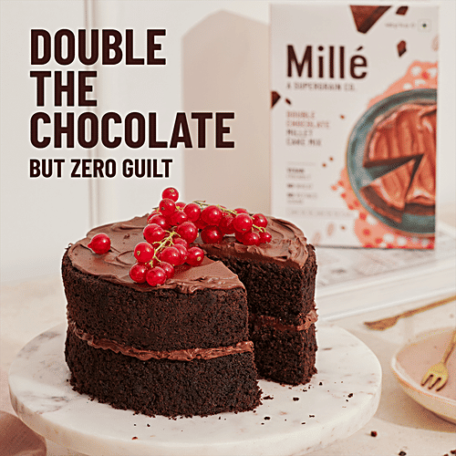 Mille Millet Cake Mix - Double Chocolate, No Maida, Eggless, Gluten Free, High Plant Protein, No Refined Sugar, 400 g Mille A Supergrain Co