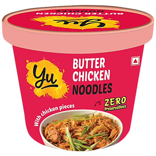 Yu Butter Chicken Instant Cup Noodles Meal - Zero Cholesterol, No Artificial Ingredients, 70 g  