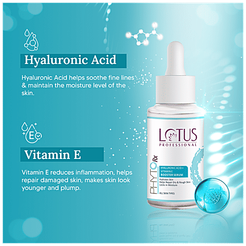Lotus Professional PhytoRx Hyaluronic Acid + Vitamin E Booster Serum - Hydrating, Locks In Moisture, All Skin Types, 30 ml  