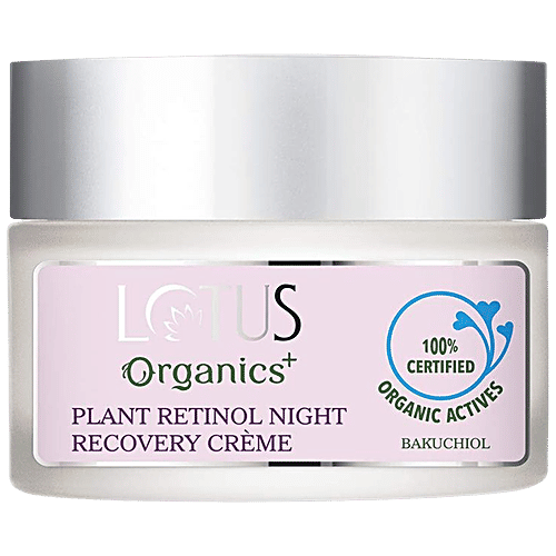 Lotus Organics+ Plant Retinol Night Recovery Creme - Bakuchiol, Reduces Fine Lines & Wrinkles, 50 g  