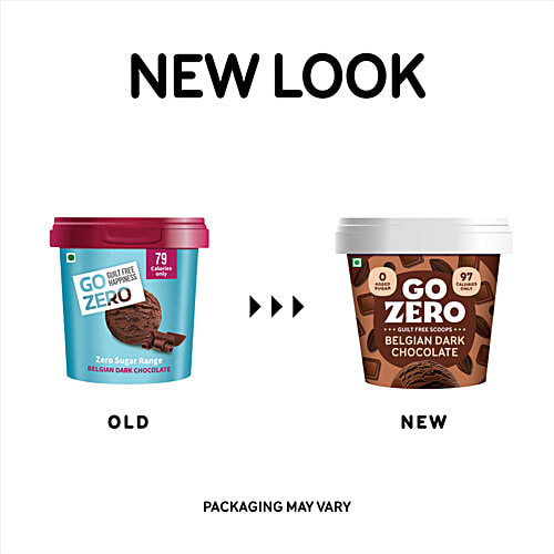 Go Zero Belgian Dark Chocolate Guilt Free Ice Cream Scoops, 100 ml  No Added Sugar, Low Calorie