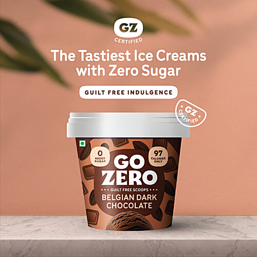 Go Zero Belgian Dark Chocolate Guilt Free Ice Cream Scoops, 100 ml  No Added Sugar, Low Calorie