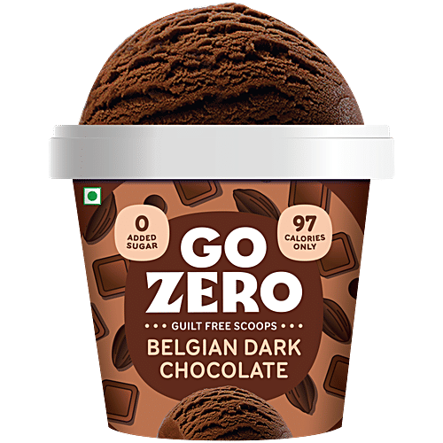 Go Zero Belgian Dark Chocolate Guilt Free Ice Cream Scoops, 100 ml  No Added Sugar, Low Calorie