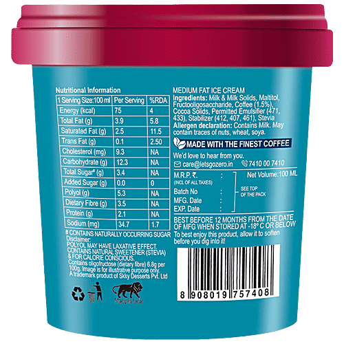 Buy Go Zero Zero Sugar Ice Cream Cold Brew Coffee Online at Best