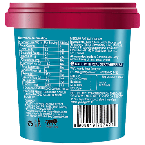 Buy Go Zero Zero Sugar Ice Cream Sassy Strawberry Online at Best