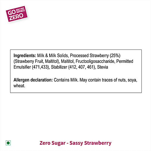 Go Zero Sassy Strawberry Guilt Free Ice Cream, 100 ml Cup Low Calorie, No Added Sugar
