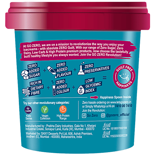 Go Zero Sassy Strawberry Guilt Free Ice Cream, 100 ml Cup Low Calorie, No Added Sugar