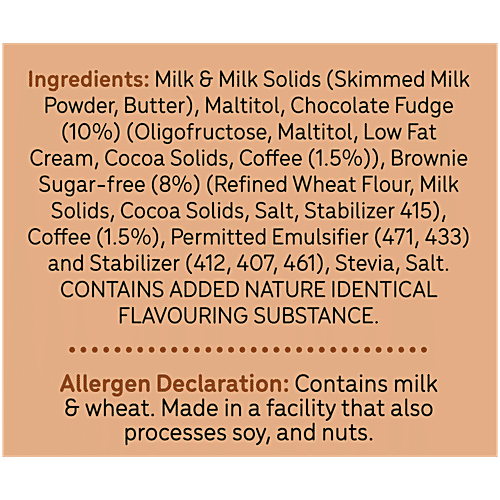 Go Zero Mocha Fudge Brownie Guilt Free Ice Cream, 100 ml Cup Zero Added Sugar, Low Calorie