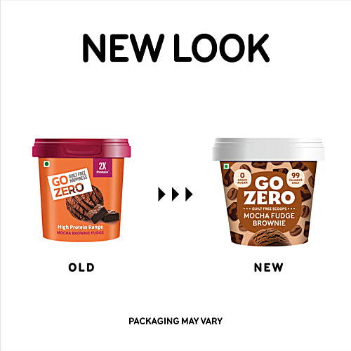 Go Zero Mocha Fudge Brownie Guilt Free Ice Cream, 100 ml Cup Zero Added Sugar, Low Calorie