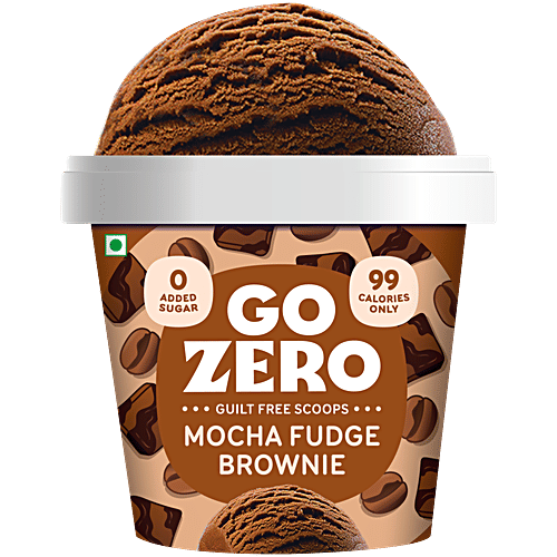 Go Zero Mocha Fudge Brownie Guilt Free Ice Cream, 100 ml Cup Zero Added Sugar, Low Calorie