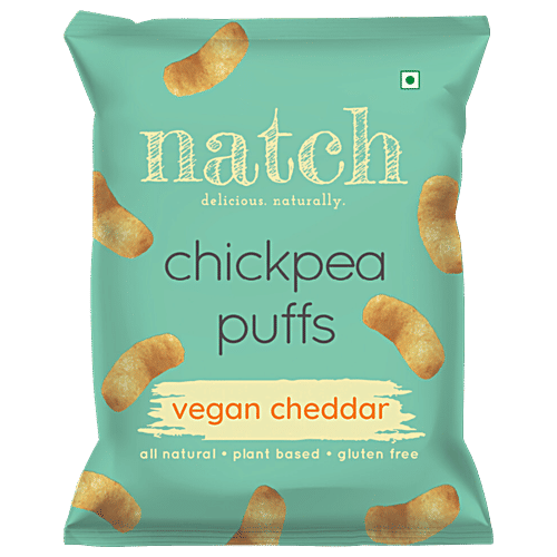 Natch Chickpea Puffs - Vegan Cheddar, All Natural, Plant-Based, Gluten Free, 20 g  Delicious Naturally
 Packed with Plant Protein