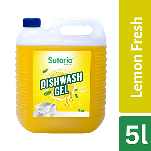 Sutaria Dishwash Gel - Removes Oil & Tough Stains, 5 l
