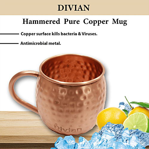 Buy Divian Decor Exports Hammered Beer Copper Mug Divian, Rejuvenates