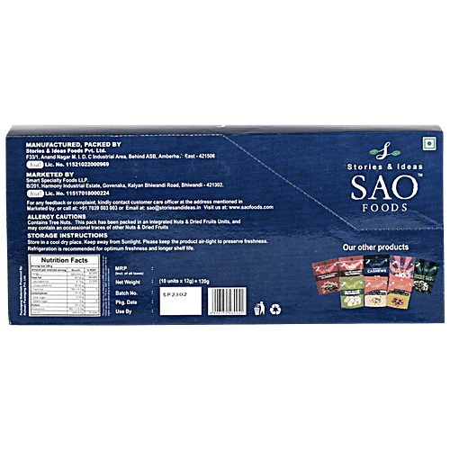 SAO Foods Salted Roasted Cashew, 12 g (Pack of 10) 