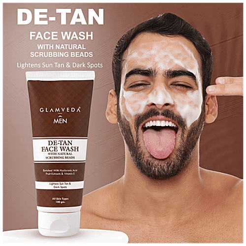 Buy Glamveda Men DeTan Face Wash With Natural Scrubbing Beads Online at Best Price of Rs 150