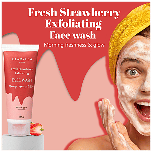 Buy Glamveda Fresh Strawberry Exfoliating Face Wash For All Skin Types Online at Best Price of