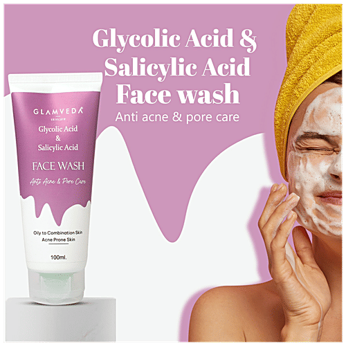 Buy Glamveda Glycolic Acid & Salicylic Acid Face Wash AntiAcne, For