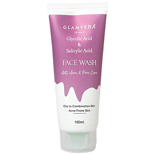 Buy Glamveda Glycolic Acid & Salicylic Acid Face Wash AntiAcne, For