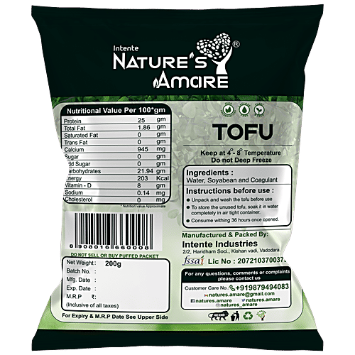 Nature's Amare Tofu - Organic, Zero Cholesterol, Vegan, No Sugar, 200 g  