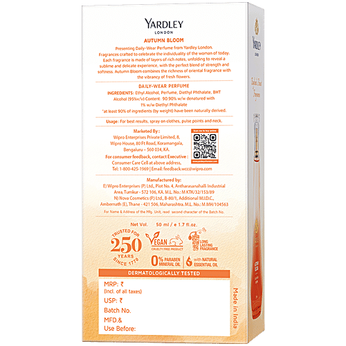 Yardley London Autumn Bloom Daily Wear Perfume for Women| Floral Scent, 50 ml  