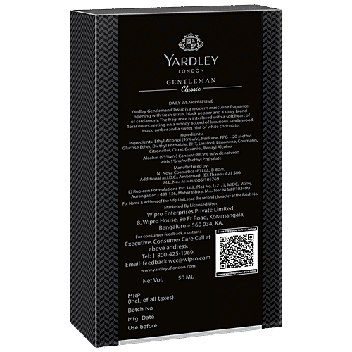 Yardley London Gentleman Classic Daily Wear Perfume for Men| Woody Notes, 50 ml