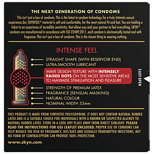 SKYN Premium Condoms - Intense Feel, Non-latex, 3 pcs  