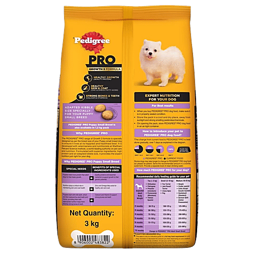 Pedigree PRO Puppy (2 to 9 Months) Small Breed Dry Dog Food, 3 kg