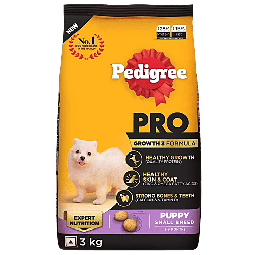 Pedigree PRO Puppy (2 to 9 Months) Small Breed Dry Dog Food, 3 kg
