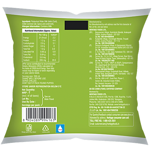 Heritage Spiced Butter Milk - Supports Digestion, 250 ml Pouch 