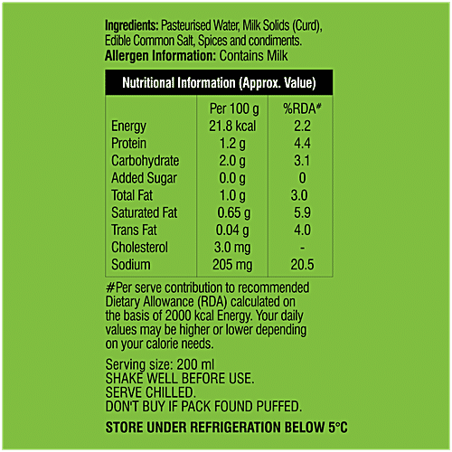 Heritage Spiced Butter Milk - Supports Digestion, 250 ml Pouch 