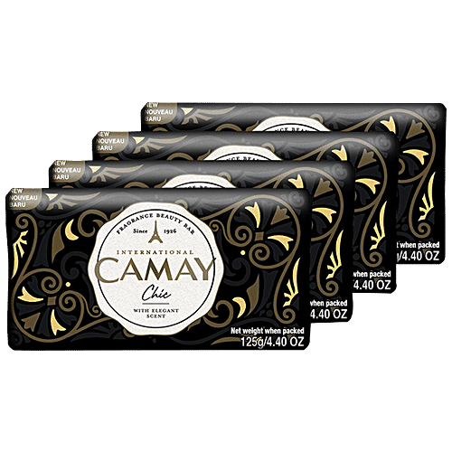 Camay Chic Citrus Beauty Soap With Aromatic Wood, Indulging French Fragrance, 125 g (Pack of 4) 
