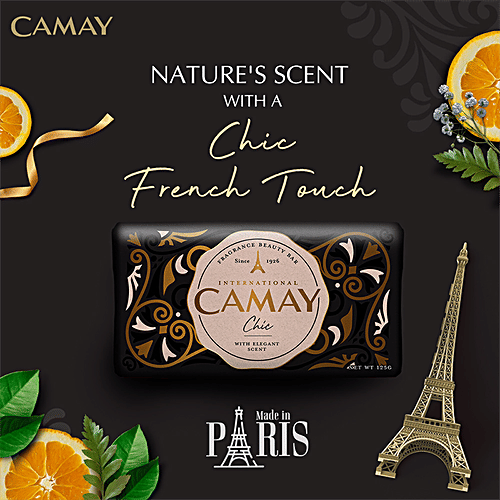 Camay Chic Citrus Beauty Soap With Aromatic Wood, Indulging French Fragrance, 125 g (Pack of 4) 