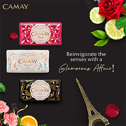 Camay Chic Citrus Beauty Soap With Aromatic Wood, Indulging French Fragrance, 125 g (Pack of 4) 