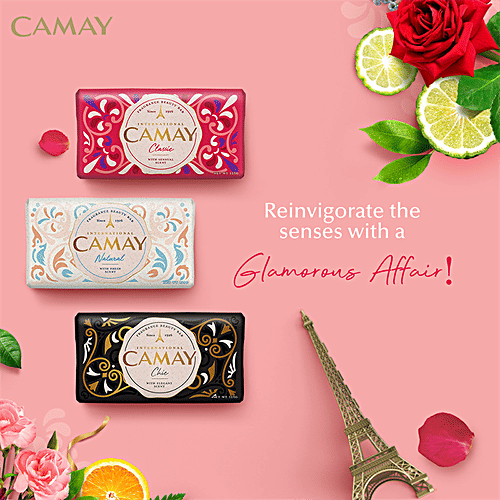 Camay Classic Carnations & Roses Beauty Soap With Indulging French Fragrance, 125 g (Pack of 4) 
