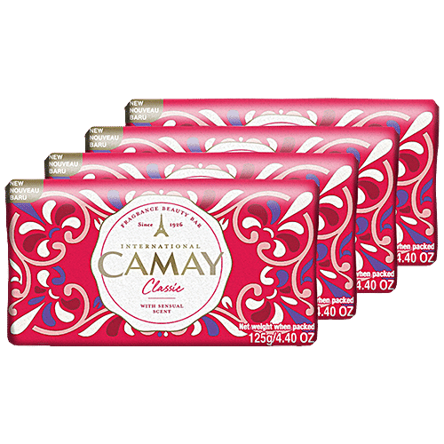 Camay Classic Carnations & Roses Beauty Soap With Indulging French Fragrance, 125 g (Pack of 4) 