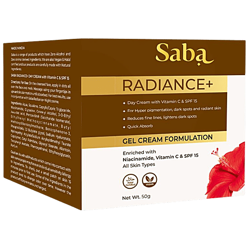 Buy Saba Radiance+ Day Gel Cream Niacinamide, Vitamin C & SPF 15, For Hyperpigmentation Online