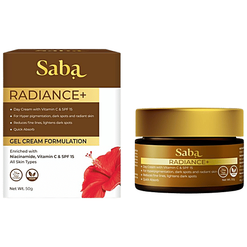 Buy Saba Radiance+ Day Gel Cream Niacinamide, Vitamin C & SPF 15, For Hyperpigmentation Online