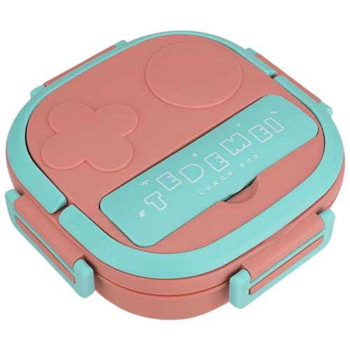 Tedemei Lunch Box - Stainless Steel Interior, 2 Compartment, Pink, For Kids, 550 ml  