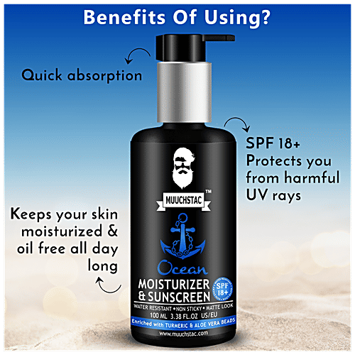 Muuchstac Ocean Moisturizer & Sunscreen - Water Resistant, Non-Sticky, Matte Look, 100 ml  
