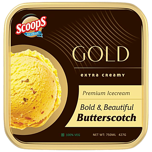 Buy Scoops Gold Butterscotch Ice Cream Premium, Extra Creamy, Bold & Beautiful Online at Best