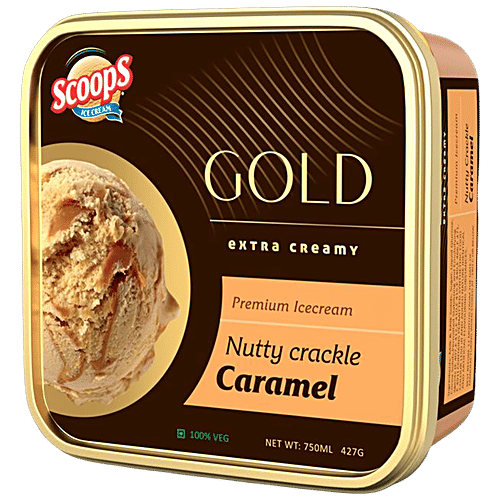 Buy Scoops Gold Nutty Crackle Caramel Ice Cream Premium, Extra Creamy