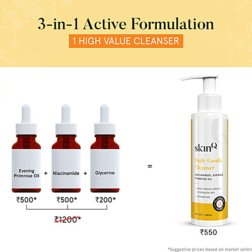 SkinQ Daily Gentle Cleanser - Maintains pH Balance, 100 ml