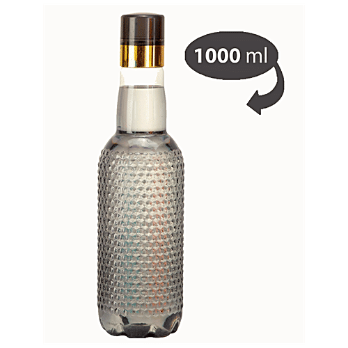 Saura Tuberg PET Bottle - Smoke Black, Round Shape, BPA Free, Leak Proof, Food Grade, 1 L  