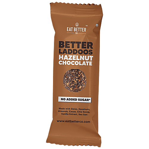 Eat Better Co Better Laddoos - Hazelnut Chocolate, No Added Sugar, Vegan & Gluten Free, 40 g  