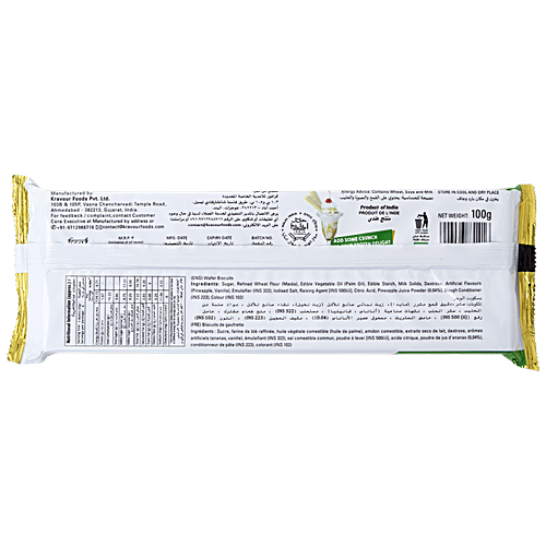 Kravour Pineapple Flavoured Wafer Biscuits, 100 g (Buy 1 Get 1 free) 