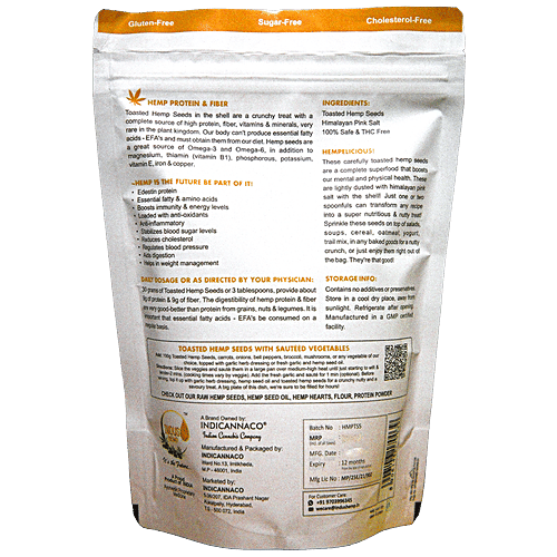 INDUS HEMP Toasted Hemp Seeds With Himalayan Salt - Free From Sugar, Gluten & Cholesterol, 250 g